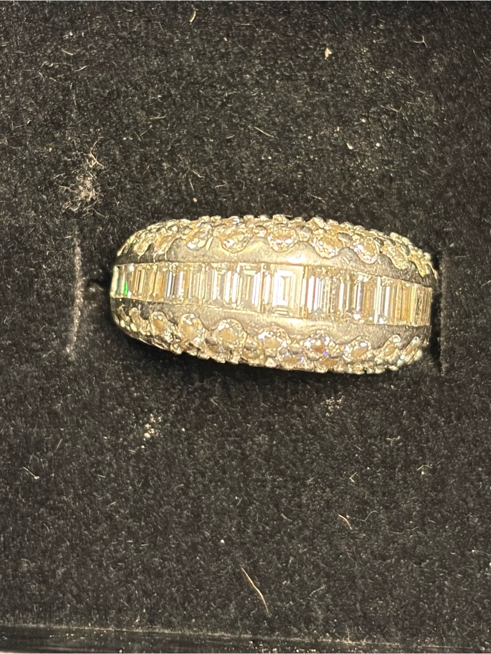 Diamond-Style Platinum Baguette Halo Wedding Ring - Picture 2 of 5